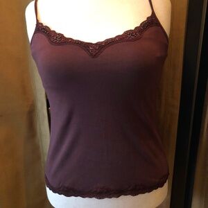 Croft&Barrow Beaded on Lace Trims Cotton Cami
